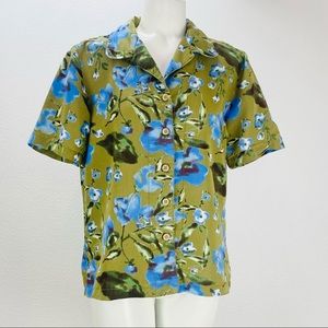 Tiki Reef Club Brown Button Down Hawaiian shirt